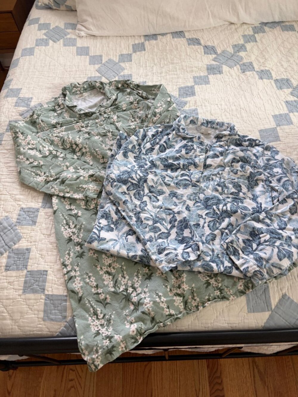 Lot of 2 Garnet Hill Organic Cotton Flannel Nightgowns
